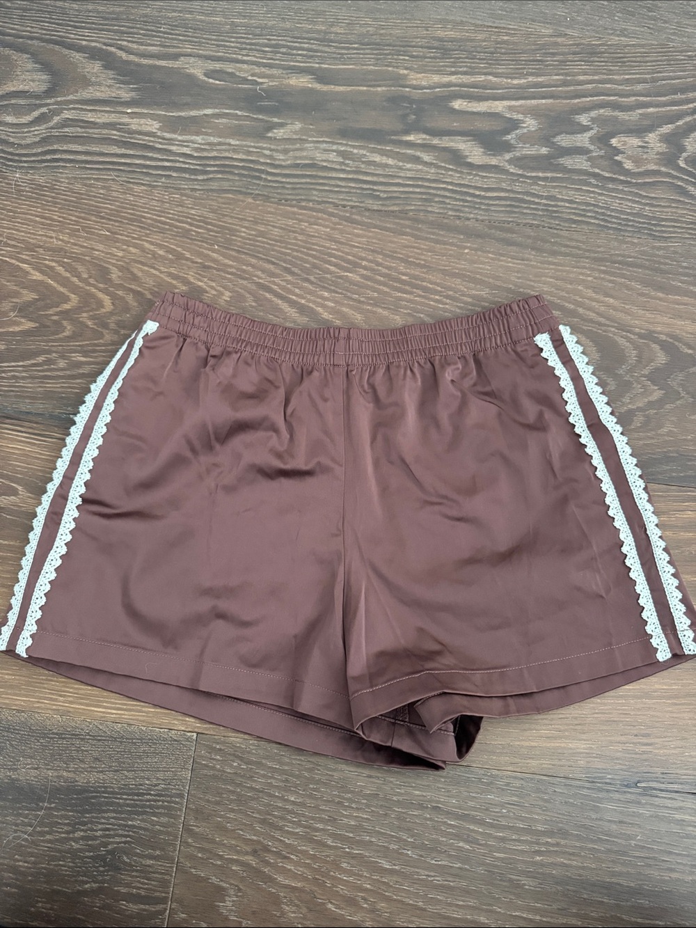 Zara Brown Shorts with White Lace Trim